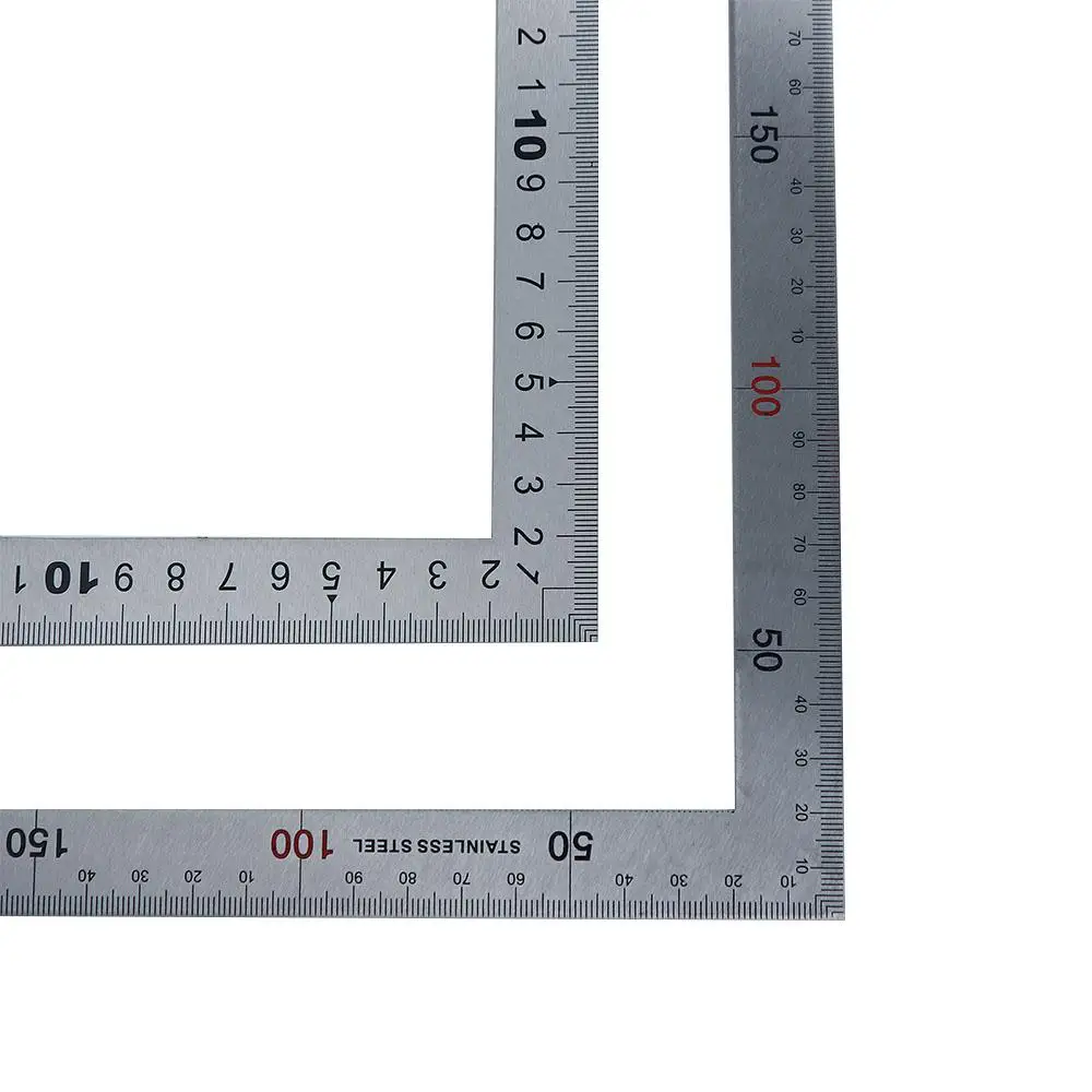 Herramienta de medición de doble cara, suministros escolares de Metal para oficina, 90 grados, ángulo de 90 grados, regla recta en forma de L