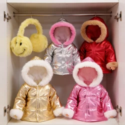 Cute Doll Accessories 18Inch American Doll Hanging Ear Covering Yellow Cartoon Smile Face Winter Clothes For 43cm New Born Doll