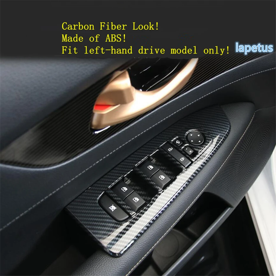 Carbon Fiber Door Armrest Window Glass Lift Button Decoral Panel Cover Trim For Kia Forte / Cerato / K3 2019 - 2023 Accessories