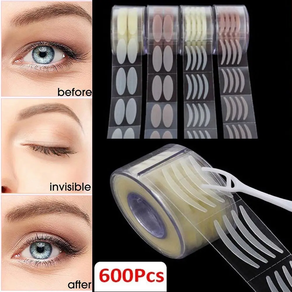 

600Pcs/300Pairs Hot Makeup Tool Invisible Fiber Eyelid Stickers Eye Lift Strips Lace Adhesive Double Side Eyelid Tape