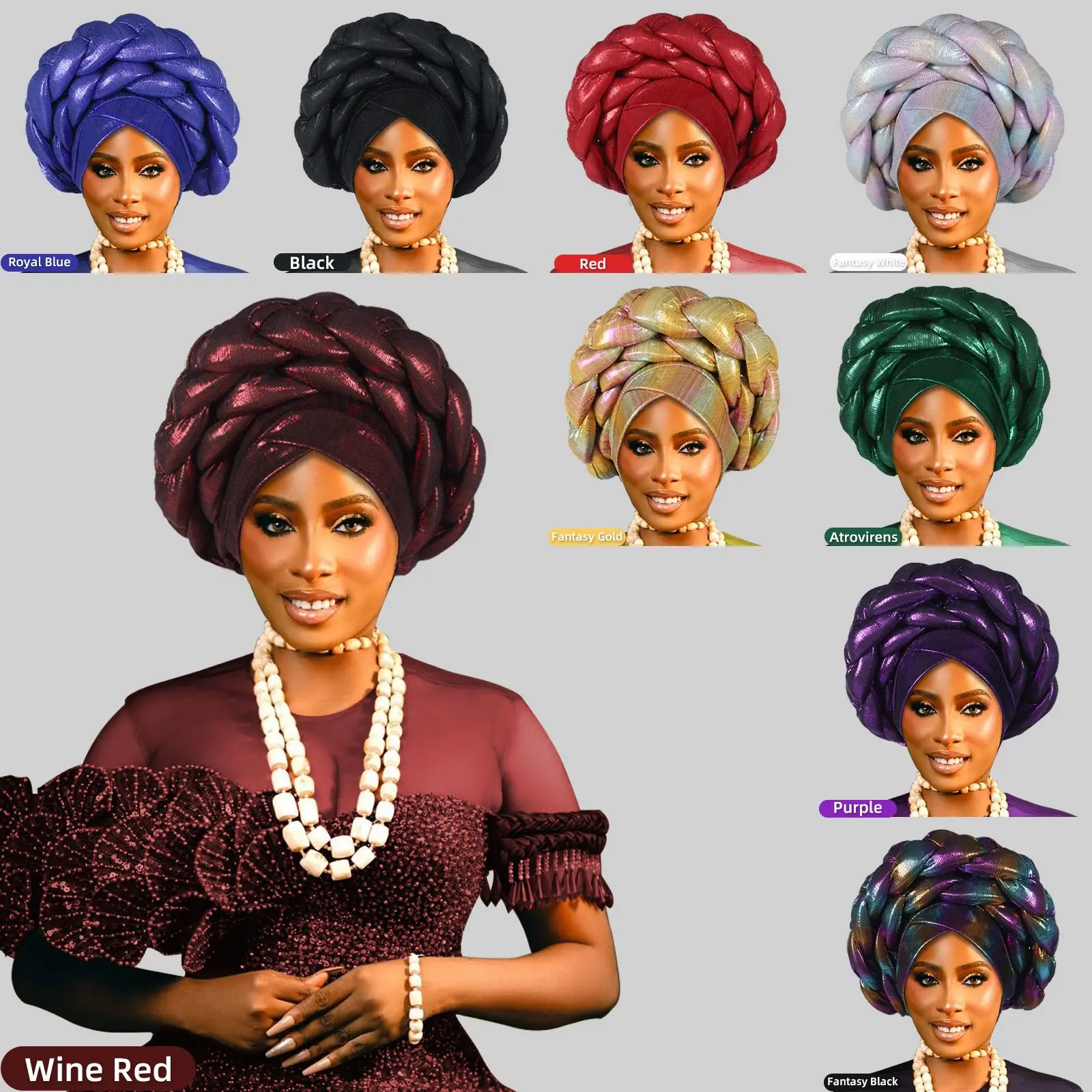 

Wholesale African Muslim Bright Silk Sponge Twisted Headscarf Hats, African Double Cross Ethnic Style Turban Hat 9piece M5-902-4