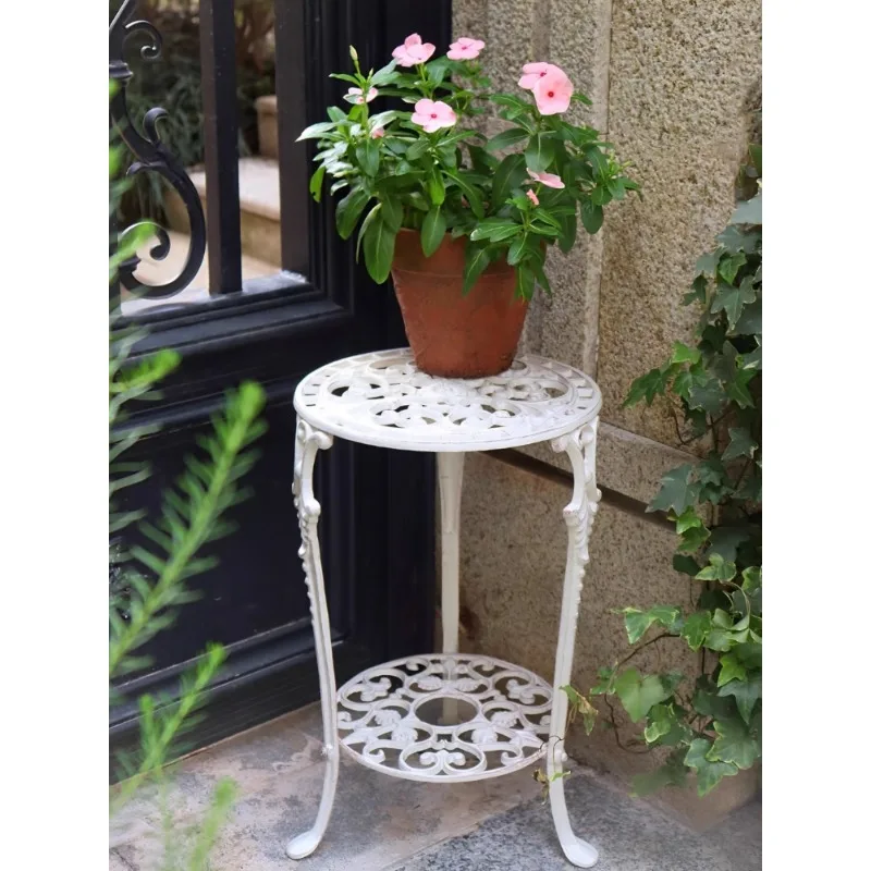 Balcony Flower stand Outdoor courtyard Wrought iron Cast iron Living room Green dill flower stool Outdoor garden Terrace Double