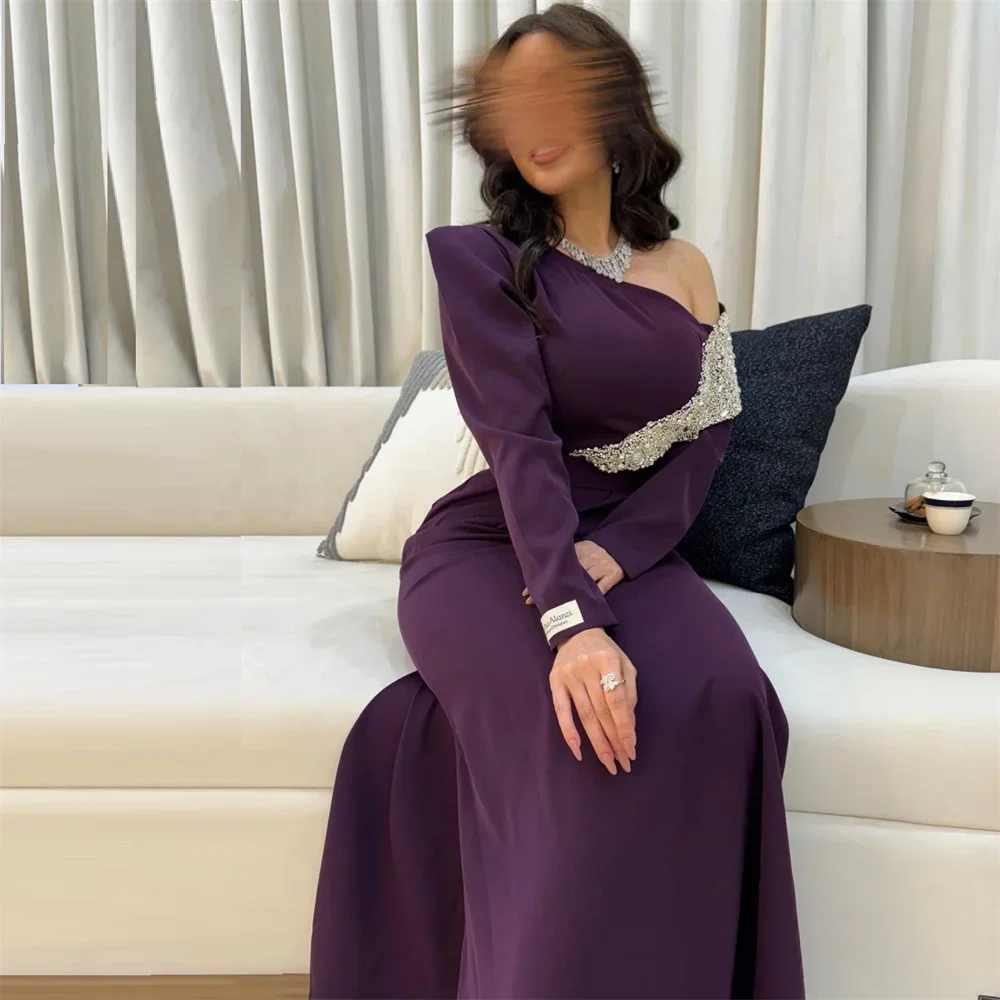 

Formal Dress Saudi Arabia Dearin One-shoulder Mermaid Floor Length Skirts Bead Beading Bespoke Occasion Dresses Prom Evening Gow