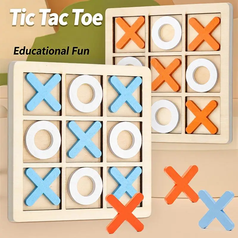 《Nest Picks》Wooden Tic Tac Toe Game Educational Design For Family Game Night Kids Parties Camping Travel Activities
