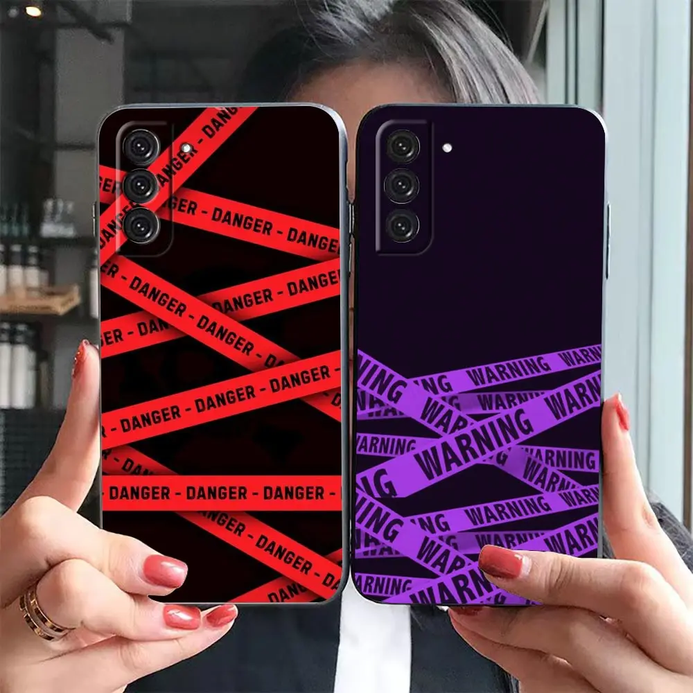 Phone Case For Samsung Galaxy S23 S22 S21 S20 FE S10 S10E S9 S8 PLUS ULTRA Case Funda Shell Coque Capa Cover WARNING DANGER