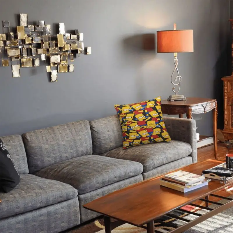 مخصص سمبسنز الكرتون رمي وسادة يغطي الوسائد غطاء وسادة مربع #4