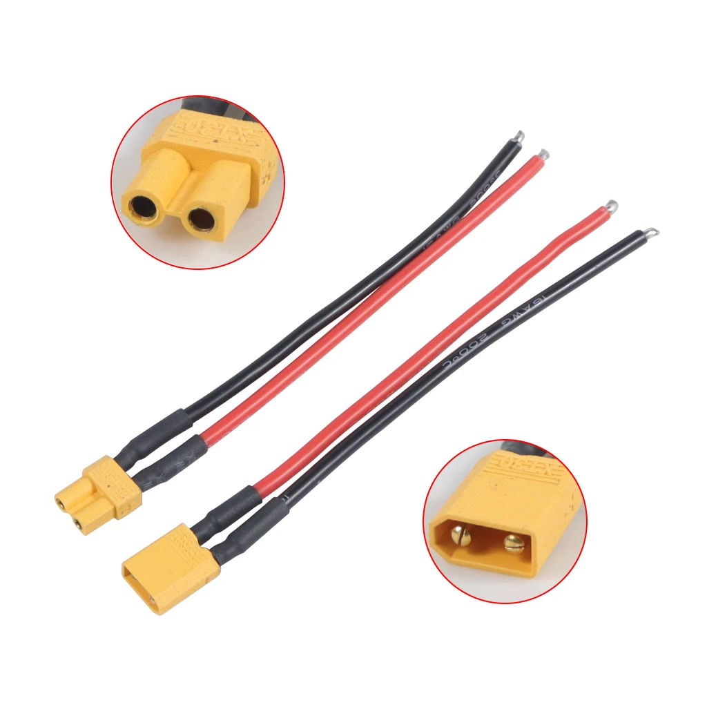 XT30 Plug Male and Female Connector with 15CM 16AWG  Wire Cable for RC Lipo Battery FPV Drone