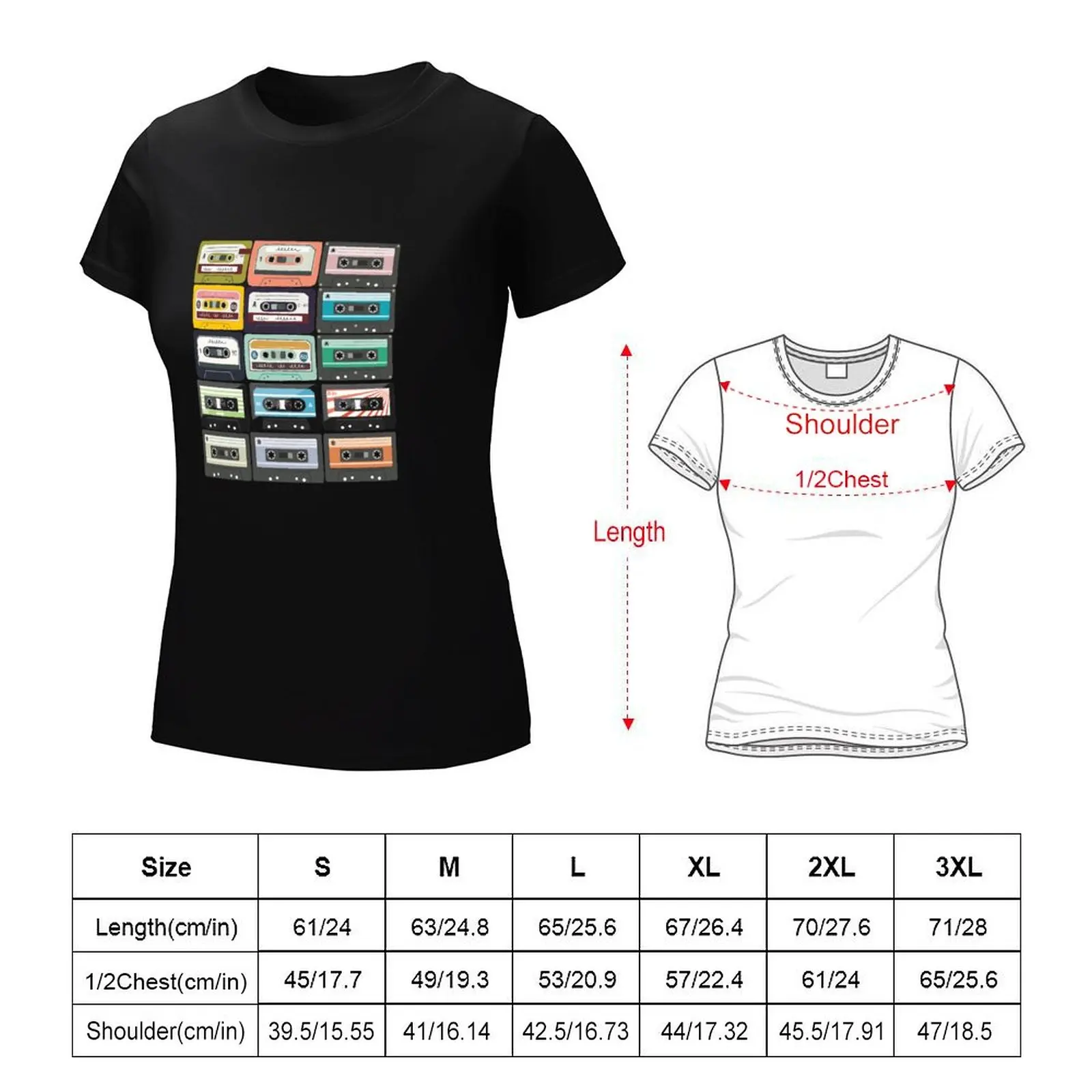 Casette Tape Mixtape Retro-Produkt T-Shirt weibliche Kleidung süße Tops plus Größe Tops Grafiken Frauen Sommer Blusen 2024