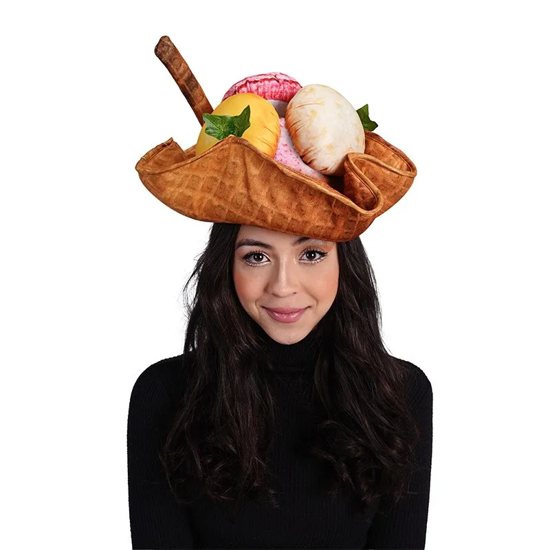 قبعات مضحكة للبالغين الحبار هامبورغ هوت دوج بيتزا قبعة لجميع القديسين عيد الميلاد الغذاء زي الملحقات أزياء تنكرية #6
