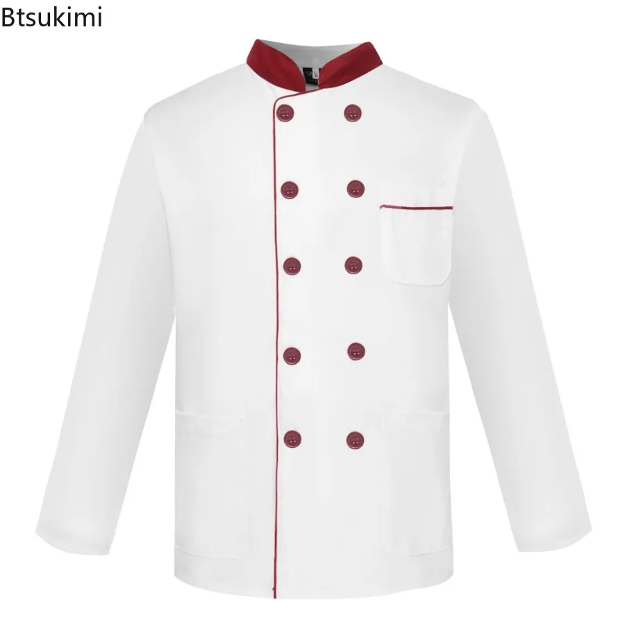 2025 Nuova Cucina Chef Abbigliamento Da Lavoro Uniforme Da Chef degli uomini A Maniche Corte Sottile Estate Traspirante A Maniche Lunghe High-end Testa Chef Abbigliamento