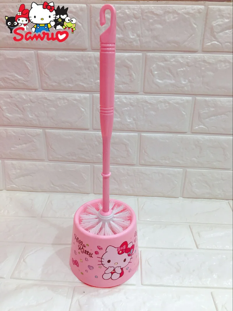 Sanrio Melody Kuromi Hello Kitty Cinnamoroll Pochacco Cartoon Toilet Brush Set Plastic Toilet Set with Base Toilet Brush Set