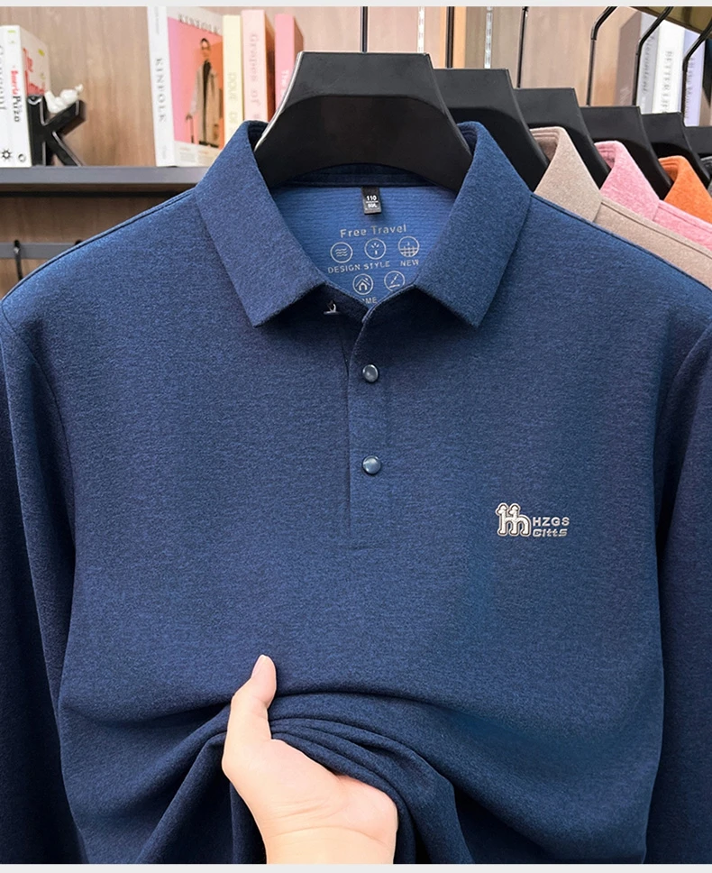 Marke Mode Buchstaben Muster Langärmel Polo-Shirt Herren Luxus Herbst Neues Leicht Komfort Geschäftsbereich Freizeit Flip-Kragen T-Shirt – Detail 11