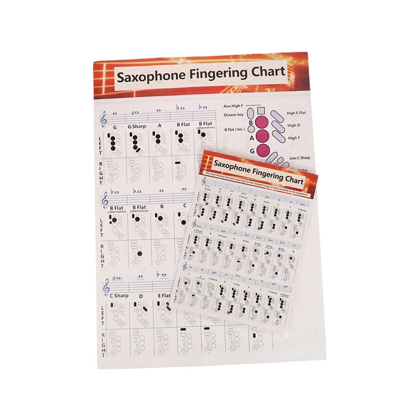 Saxofone Fingering Chart com Estável Papel Revestido, Música Acordes Poster para Professores, Estudantes, Iniciantes, Prática Acessórios