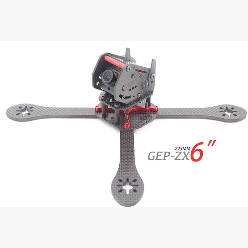 

GEPRC GEP-ZX6 225mm 6inch 4-Axis Carbon Fiber Frame with Camera Bracket for FPV Racing Quadcopter+ PDB ilfihgt MARK 4 6inch