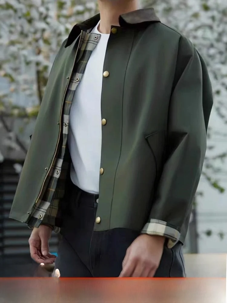 Jaket Penerbangan Kelas Atas Amerika, Model Longgar untuk Pria, Musim Gugur Musim Dingin, Kasual, Anti Angin, Ritsleting, Tanpa Topi, Dapat Dipakai Bolak-Balik