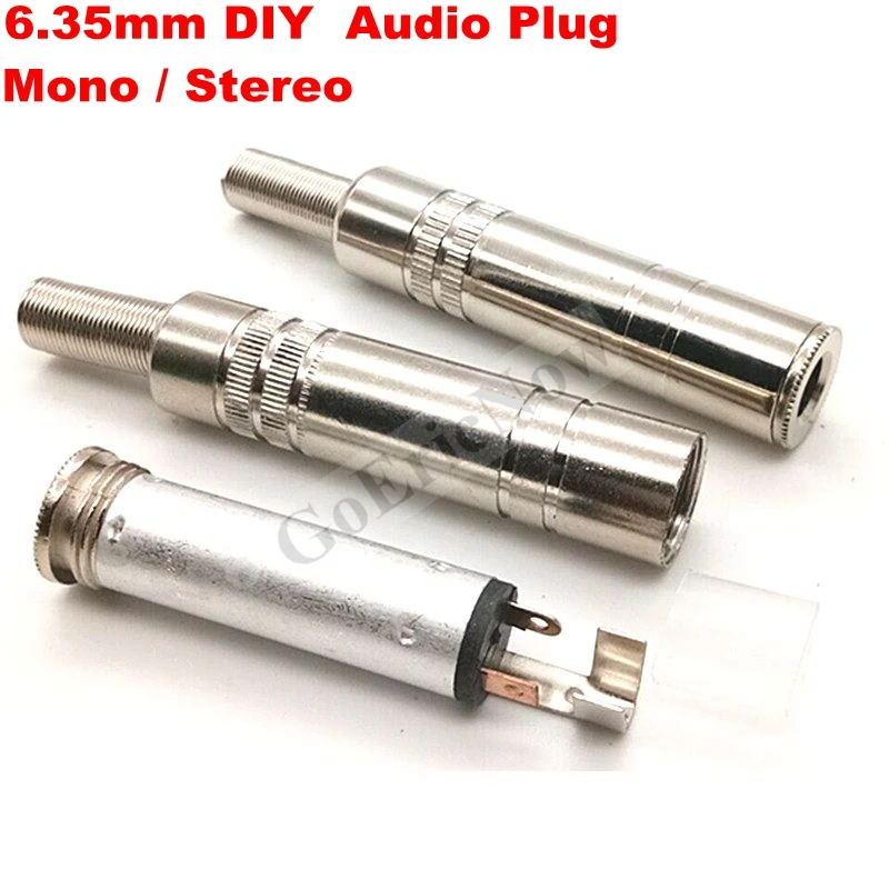 1pcs DIY 6.35mm 6.3mm 6.5mm 1/4 inch 2/3 Pole TRS Plug Socket Female Mono / Stereo Audio Plug Microphone wire solder type