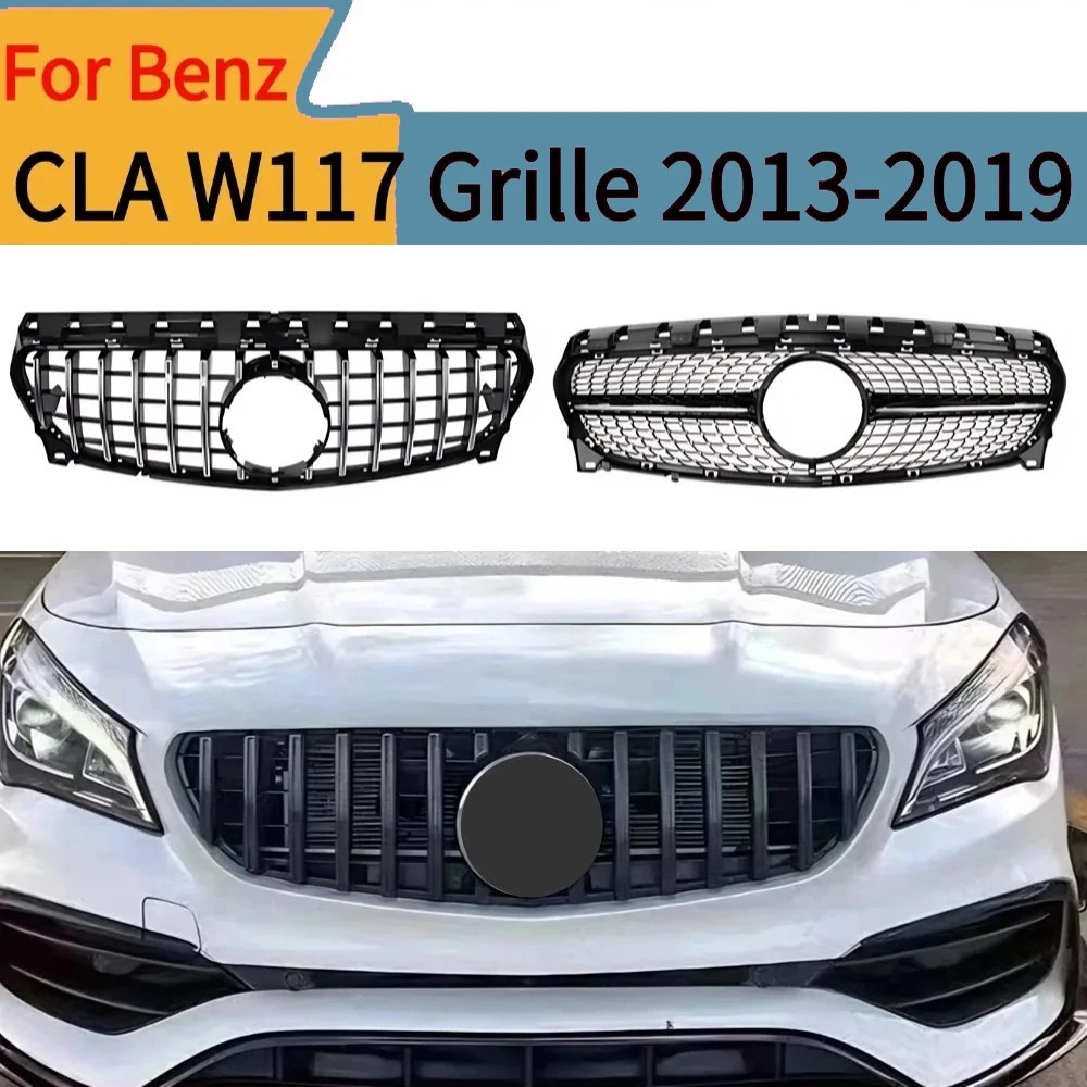 

Для Mercedes CLA C117 W117 2013-2019 решетка переднего бампера глянцевый черный АБС-пластик спортивная сетка обновленный комплект кузова автомобильные аксессуары
