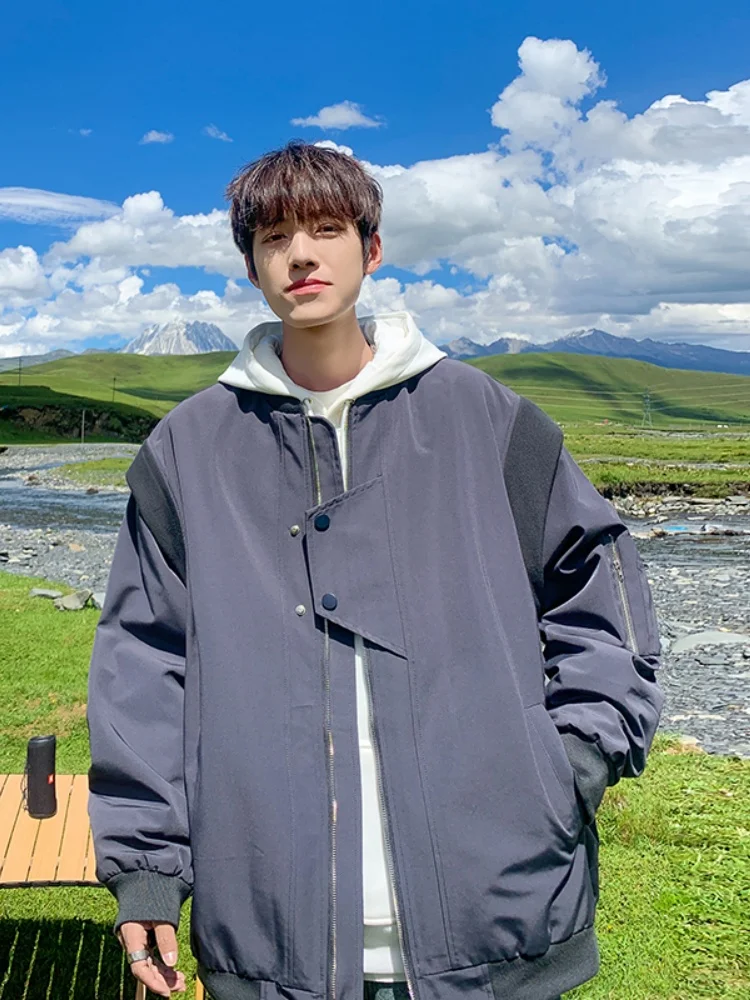 

Американская винтажная бейсбольная куртка для мужчин, осенняя новинка, стильная и модная летная куртка, трендовый бренд, молодежная, свободного кроя, с длинными рукавами