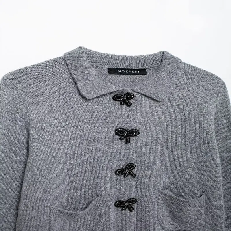 

Осень-зима, Новое поступление, женское вязаное длинное пальто с воротником-стойкой, кардиган на пуговицах с узлом, обычная длина, для поездок на работу...