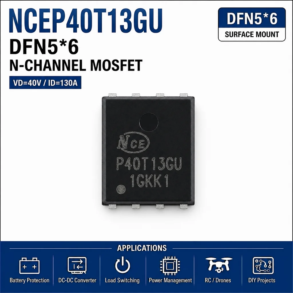 (10 Pcs) NCEP40T13GU DFN5*6 NCEP40T13GU - N-Channel MOSFET 40V 130A 2.3mΩ