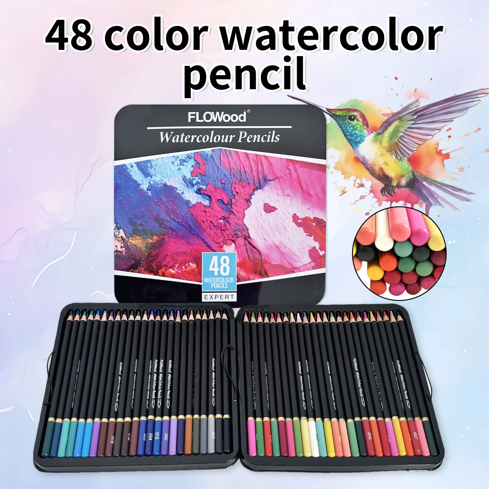 48 Drawing Watercolor Pencils 48 Colors Art Supplies High Feeling Color Painting Gifts Tin Box