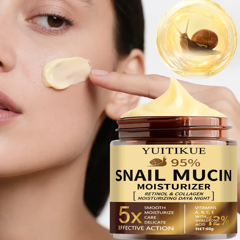 كريم YUITIKUE 95% Snail Mucin مع الريتينول والكولاجين - للبشرة القوية والناعمة والمرطبة للاستخدام الليلي والليلي
