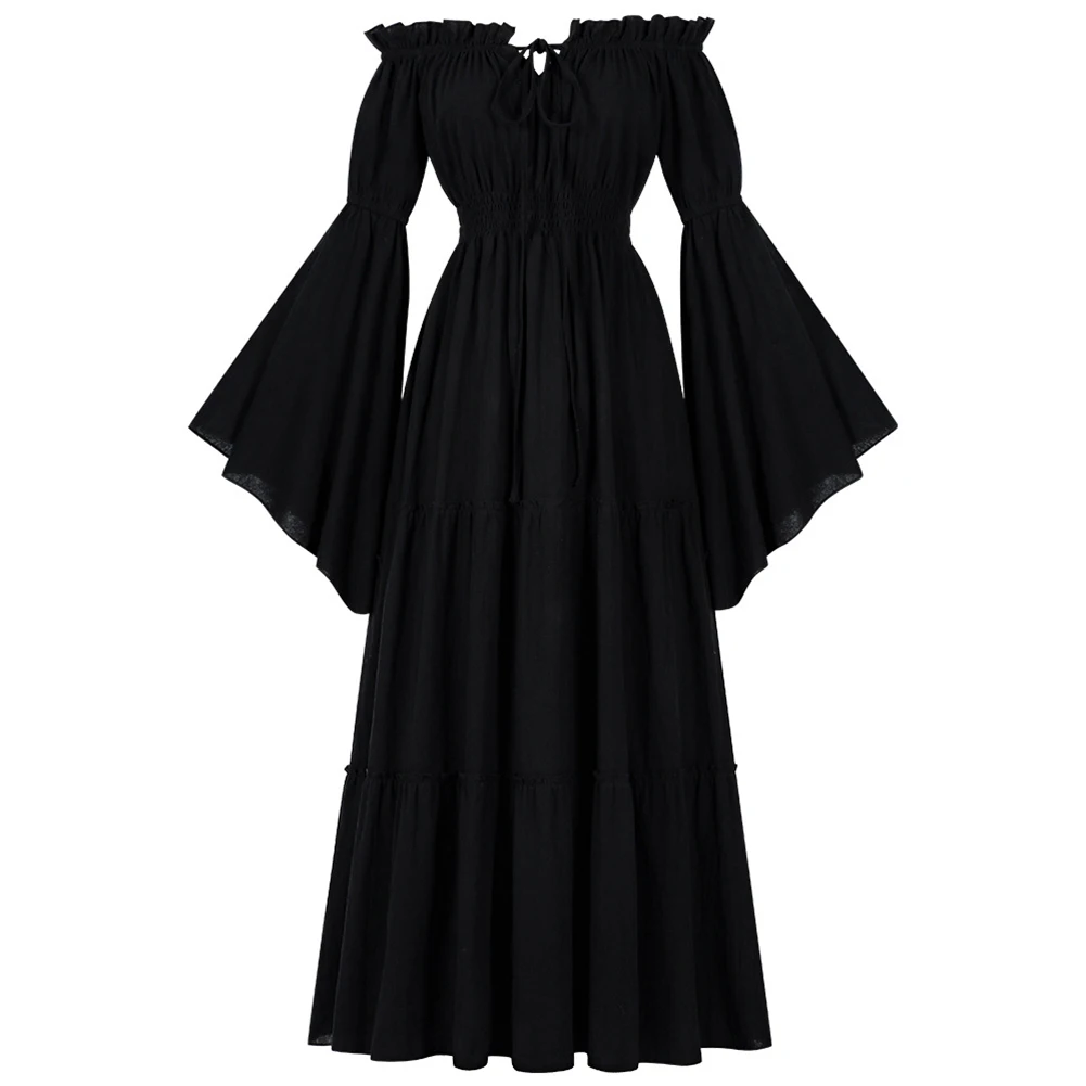 Gothic-Kleid, mittelalterliches Kostüm, schulterfreies Design, leicht dehnbar, bequem, Cosplay-Outfit, Cosplay-Kostüm, Anziehparty