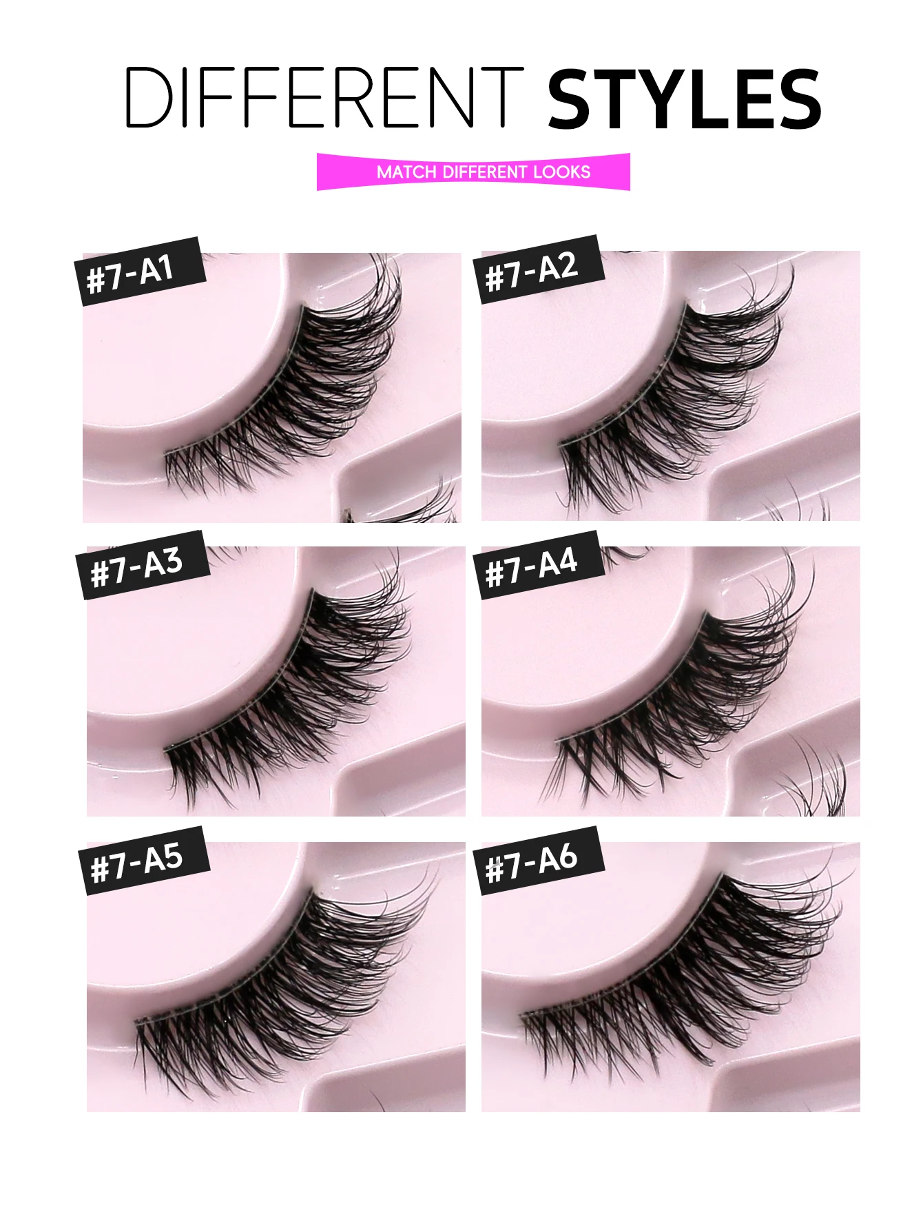 Lasvirey Flauschige halbe Wimpern, natürliche Katzenaugen-Wimpern, weich, dünn, klarer Stiel, natürlicher Look, 3D-Faux-Nerzwimpern-Make-up