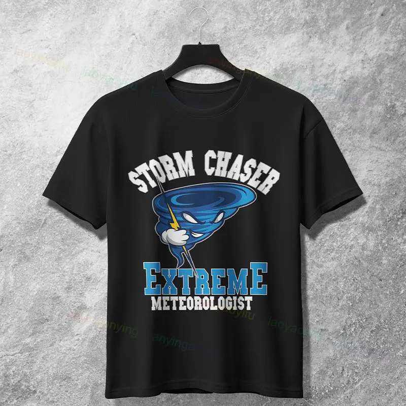 مضحك العاصفة المطارد المتطرفة الأرصاد الجوية تورنادو الفكاهة نمط الجرافيك تي شيرت القطن الخالص قصيرة الأكمام ملابس الشارع الشهير #1