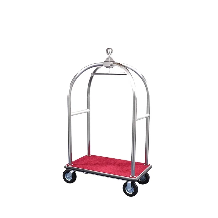 New Arrival Custom Utility Luggage Trolley Rack Cart with 4 Wheel Metal for Hotel