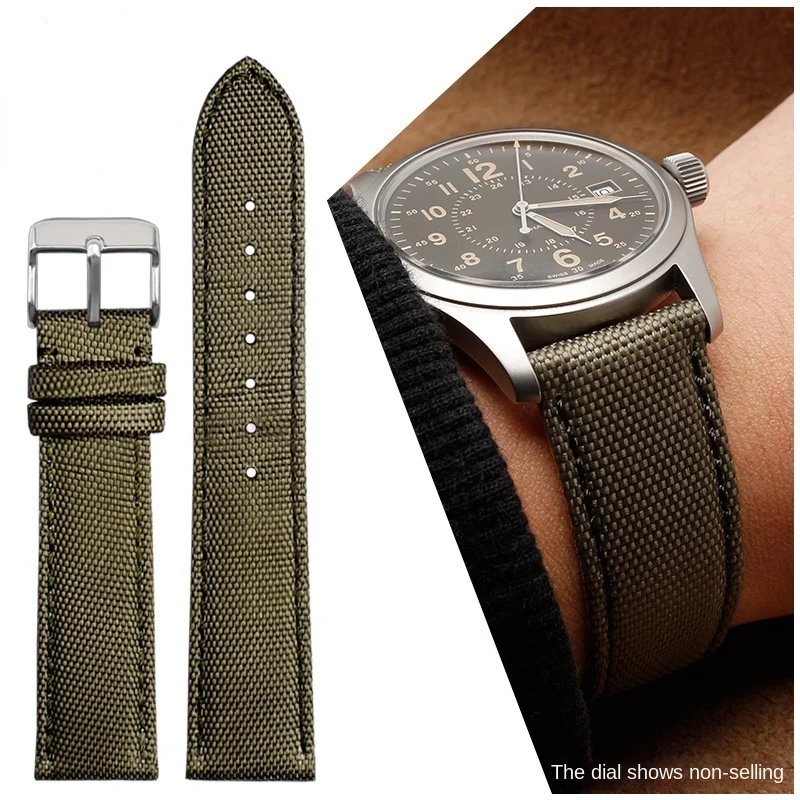 Canvas Watch Strap for Hamilton Outdoor Sports Khaki Field Series H682010 H706150 Watch Band Accessories 20mm 22mm Wristband