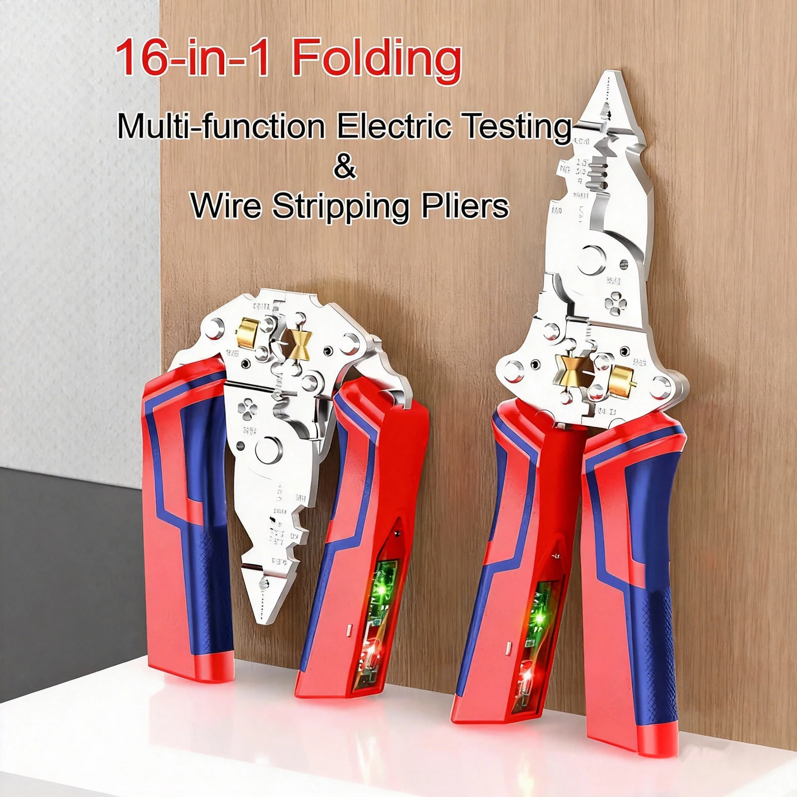9-in-1 Foldable Wire Stripper Multitool Electrician Pliers with Electricity Measurement Function Cable Cutting And Crimping Tool