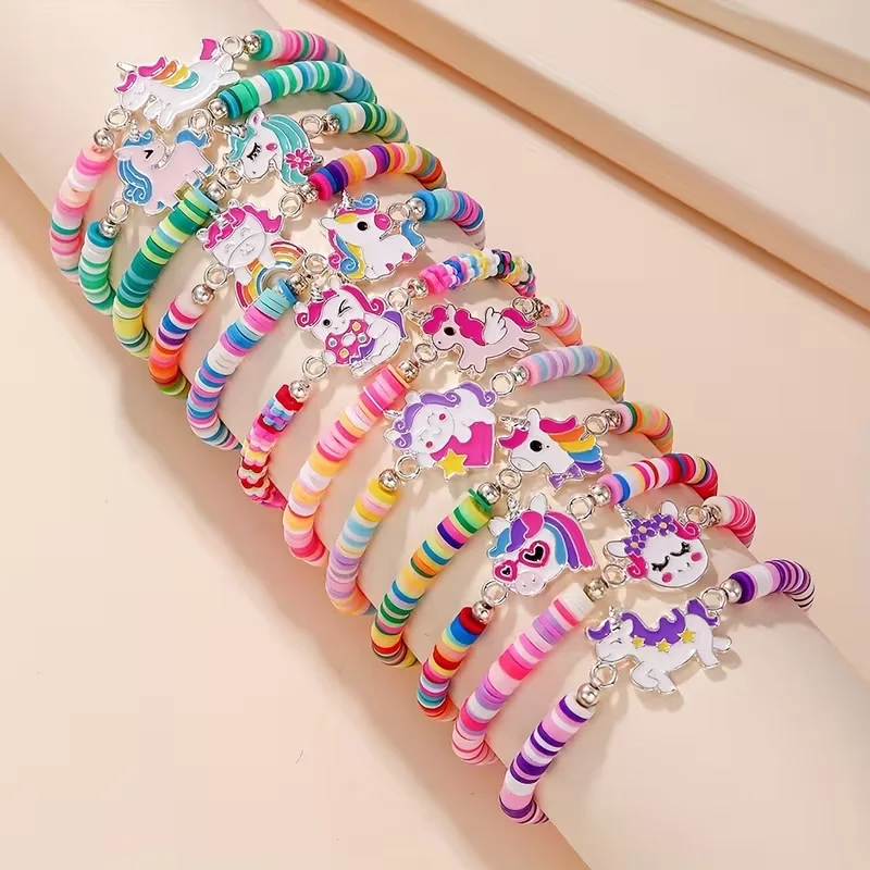 

12pcs/set Unicorn Elastic Bracelets for Kids Girls Unicorn Birthday Party Decoration Favors Pinata Filler Girls Christmas Gifts