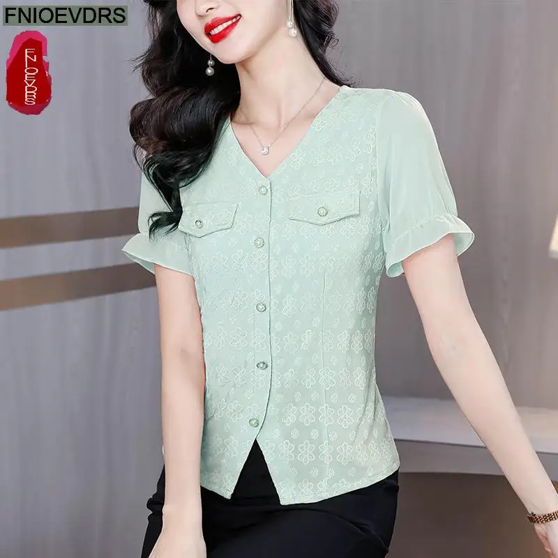 Office Shirts Basic Wear New Design 2025 Summer Women Elegant Fashion Work Lady Pink Button Pink Cute Tops Bow Pink Blouses