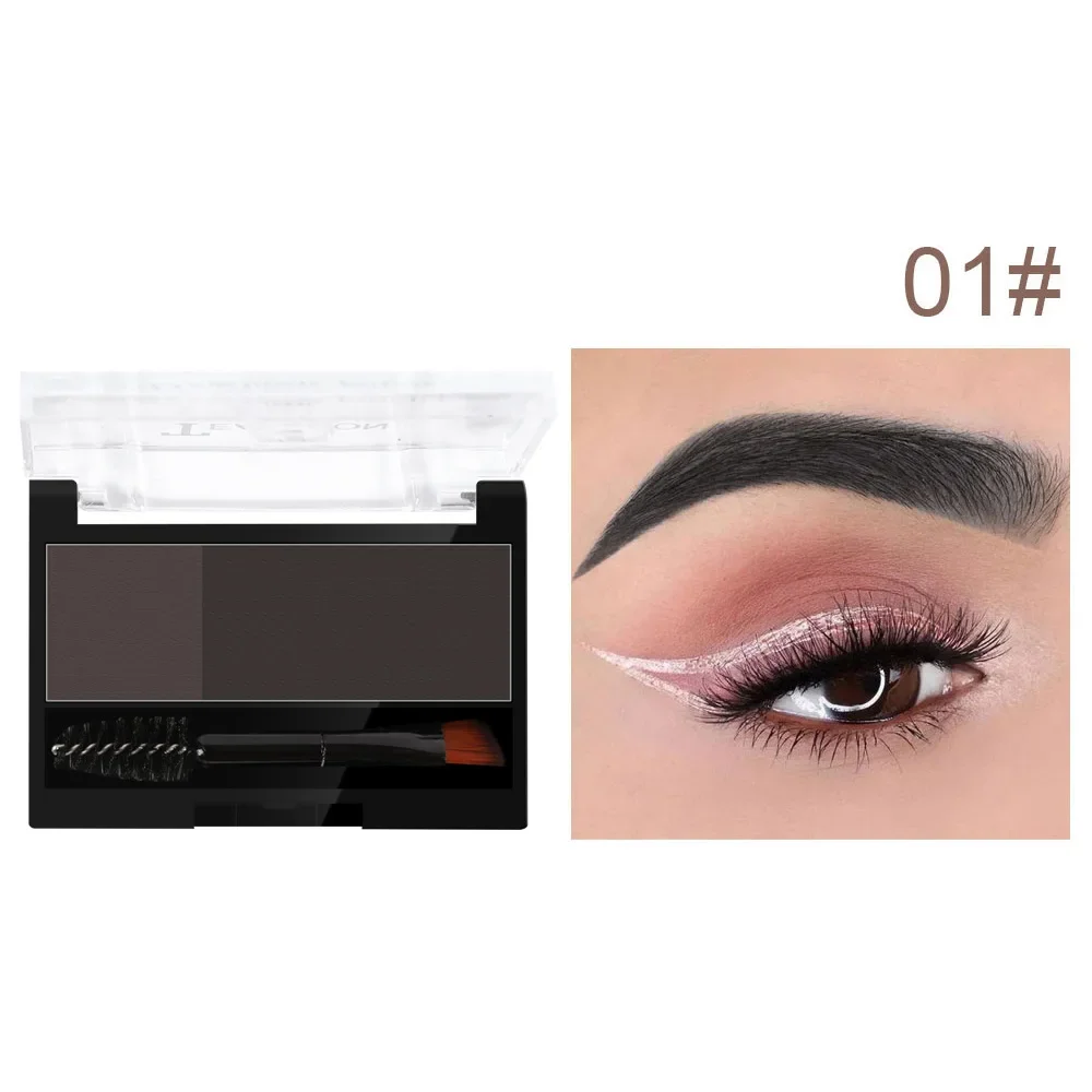 Paleta de polvos para cejas de 2 colores, maquillaje profesional de ojos en polvo tridimensional Natural duradero, herramientas de maquillaje en polvo para cejas