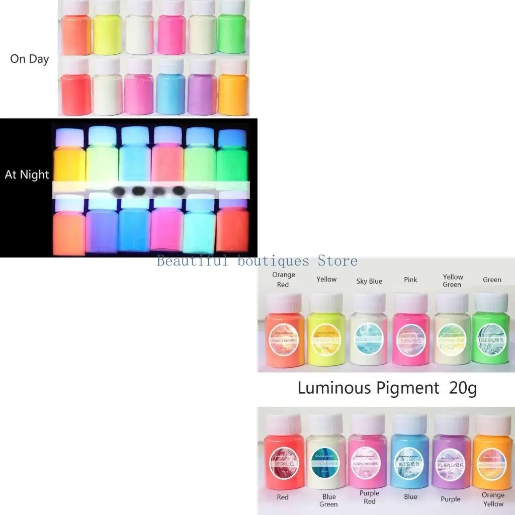 U4LF Glow in the Dark Pigment Powder Resin Dye Phosphor Suitable for Epoxy Acrylic Paint Slime Nails Party Fine Art Diy Craft