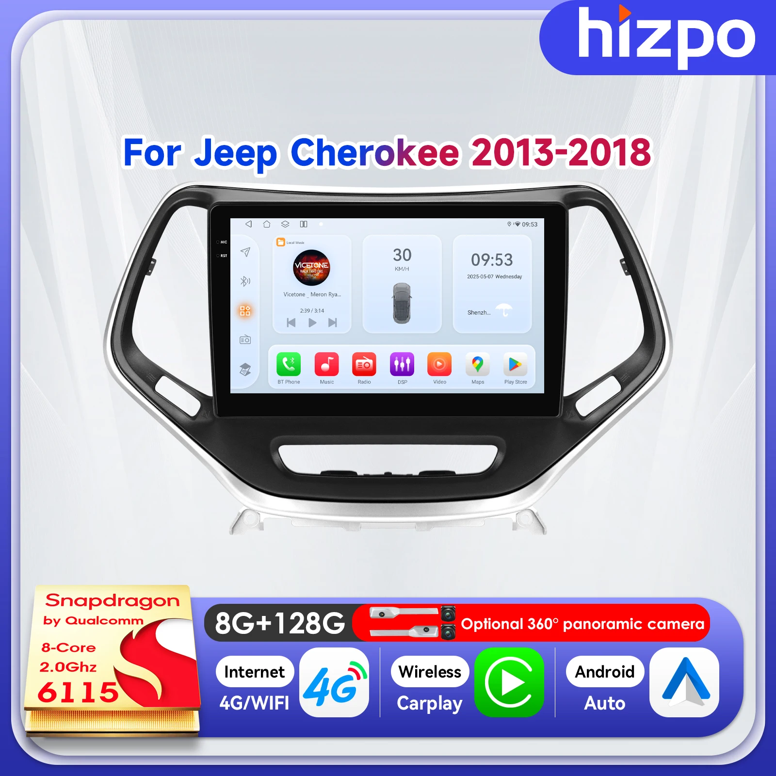 

Автомобильный мультимедийный плеер Hizpo 10.1" с беспроводным CarPlay для Jeep Cherokee 2013-2018: Интеллектуальные системы