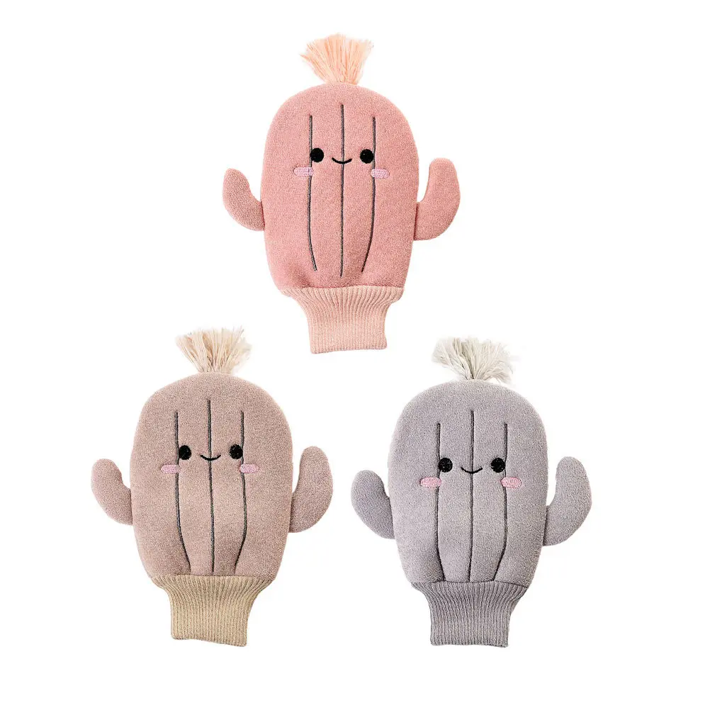 3 قطعة قفازات حمام الطفل الكرتون الصبار المناشف مريحة لينة المواد الغنية فقاعات حية حية تصميم لوازم دش الرضع #5