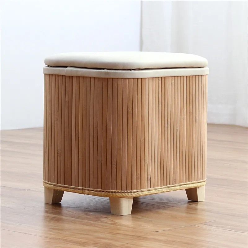 Multifunctional Wooden round Ottoman Storage Stool Fashionable Home Shoe Bench Sofa round Stool