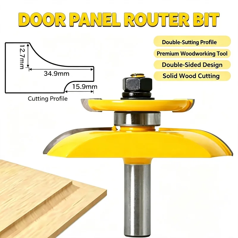 12mm 1/2'' Shank Double‑Sided R Chamfer Router Bit, Cabinet Door Core Panel Profile Milling Cutter