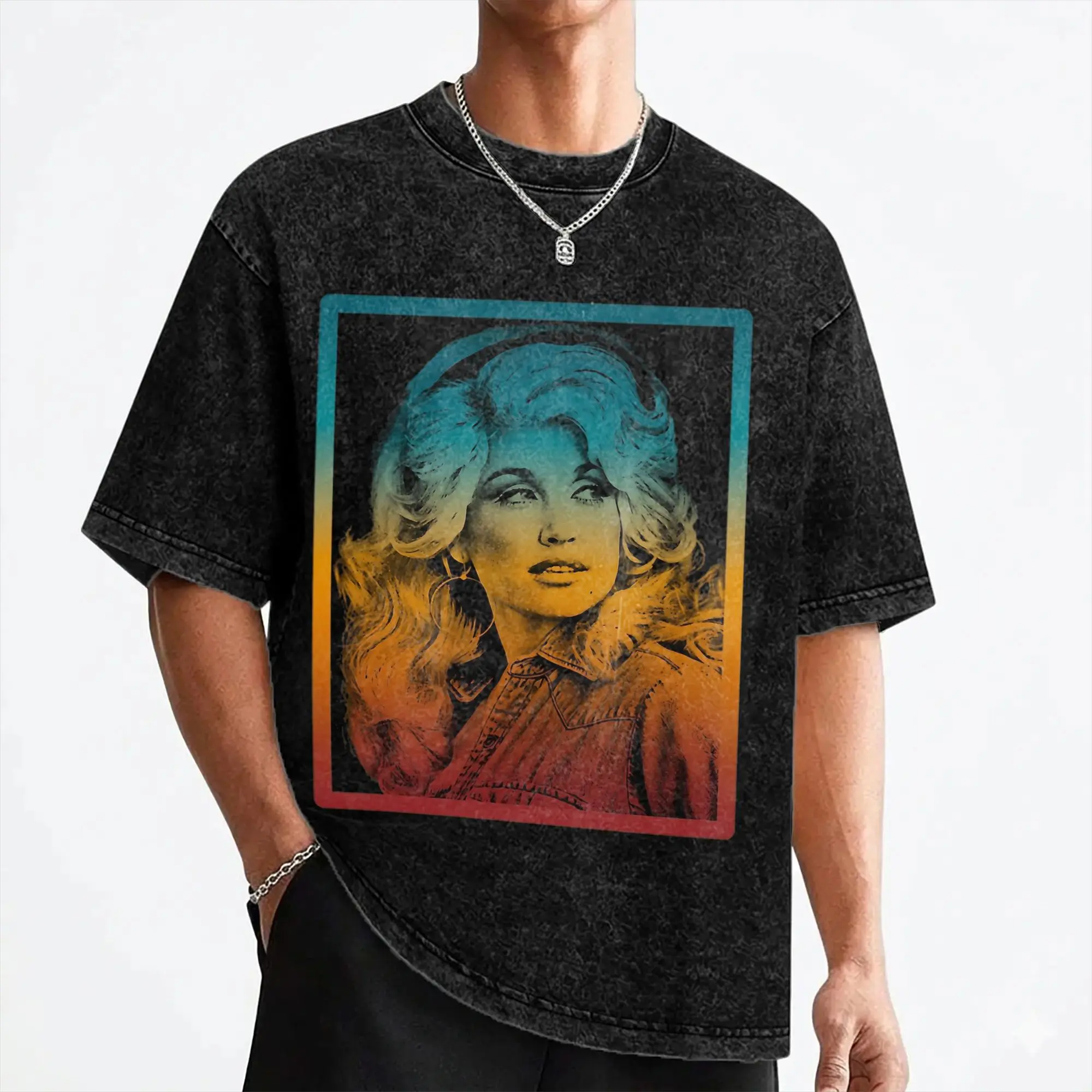 Singer D-Dolly Parton T Shirts Washed Short Sleeve Oversize T-Shirt  Vintage for Men Women Streetwear Printed Tee Shirt