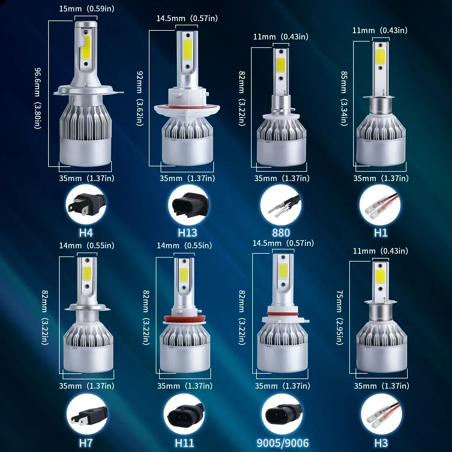 2x C6 Led Autokoplamp H7 LED H4 Lamp H8 H1 H3 H11 HB3 9005 HB4 9006 9007 880 881 9012 HIR2 Autolampen Mistlampen 8000K 6000K