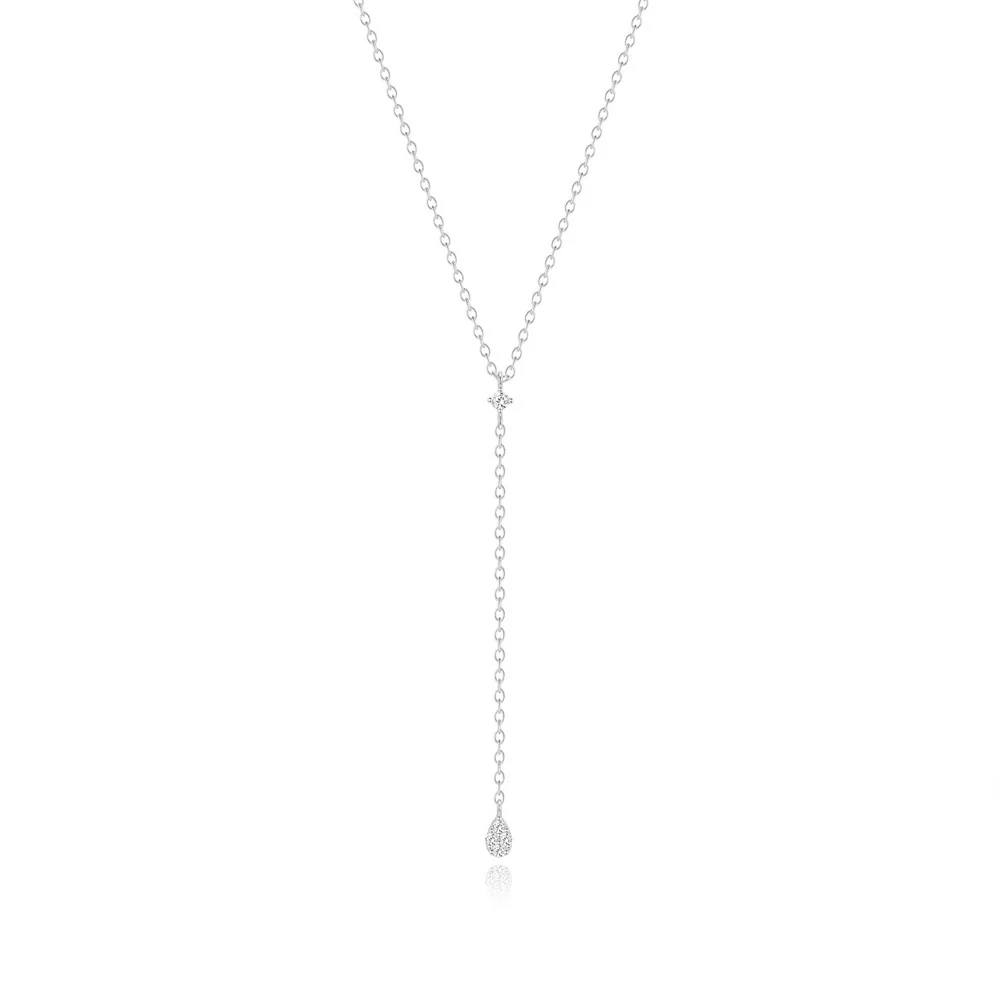 Aide 925 Sterling Silver Simple Zircon Choker Naszyjnik dla kobiet Moda Dwuwarstwowy Łańcuch Mały CZ Wisiorek Naszyjnik Klejnot Prezent — zdjęcie 6