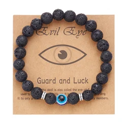8mm Natural Stone Bracelet Lucky Turkish Evil Eye Bracelet Tiger Eye Beads Bracelets for Women Men Yoga Jewelry Pulsera Hombre