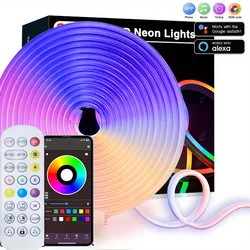 Tuya Wifi Bluetooth Usb Rgb Led Neon Strip Light 5V Waterproof Neon Rope Lights Work With Alexa 1M 2M 3M 5M Diy Flexible Ribbon