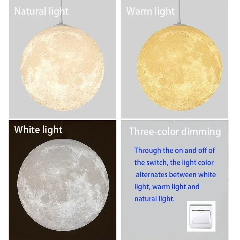 Лампа в скандинавском стиле «Луна» для гостиной, столовой, спальни, детской комнаты, лампа для украшения дома