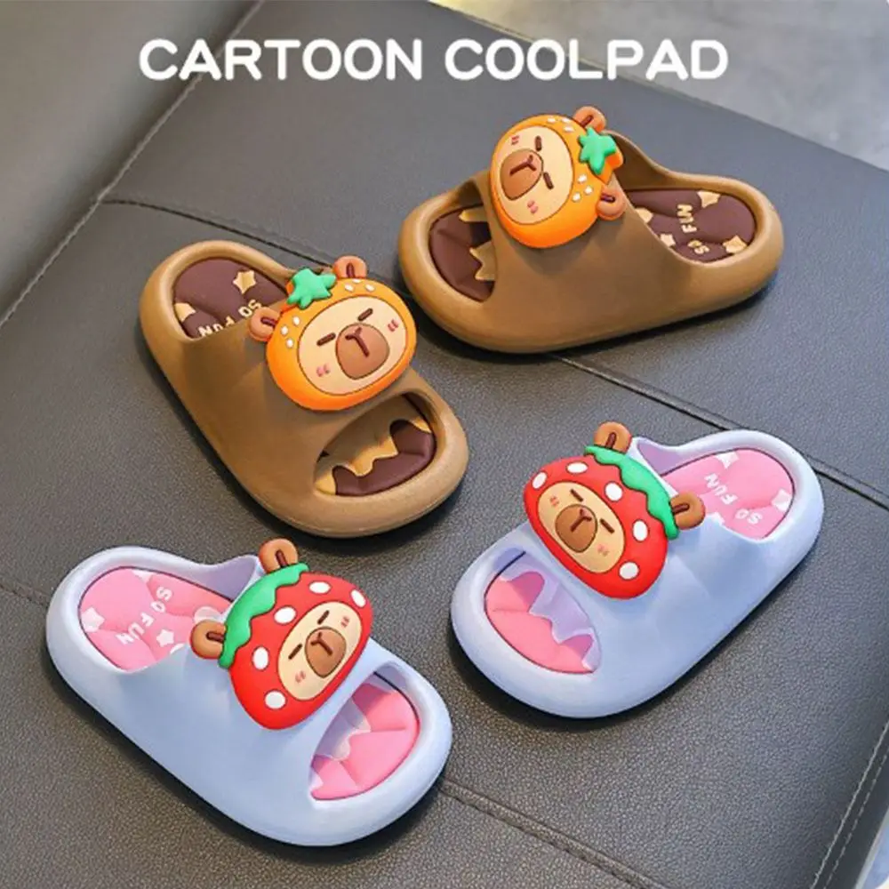 

Cute PVC Capybara Kids Slippers Anti-slip Platform Cartoon Animal Slippers Soft Comfortable Children House Shoes Boys