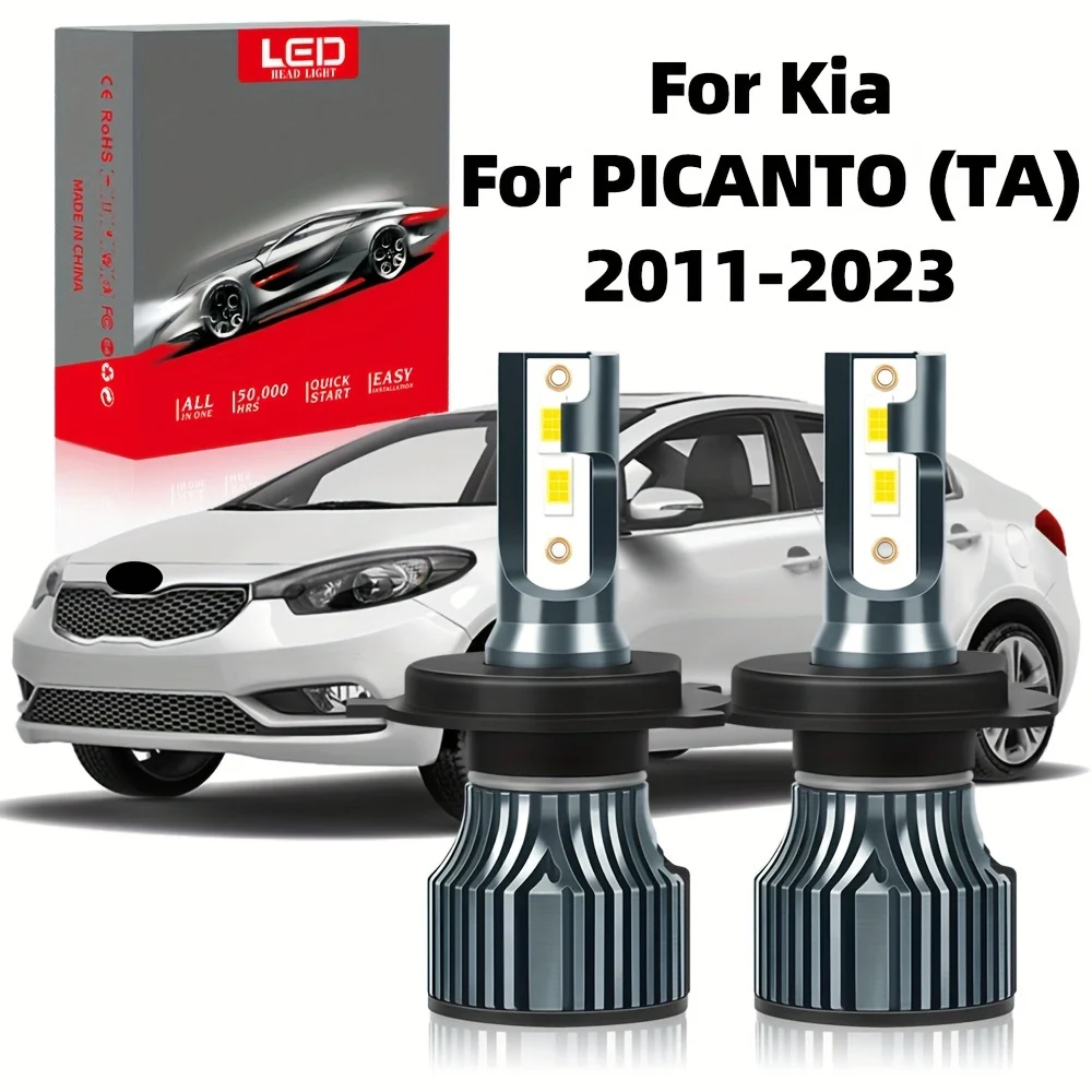 Fit For Kia PICANTO (TA) (2011-2023), High Low Beam All In One 6500K White 400% Brightness, 23000LM With Cooling Fan, 2pcs