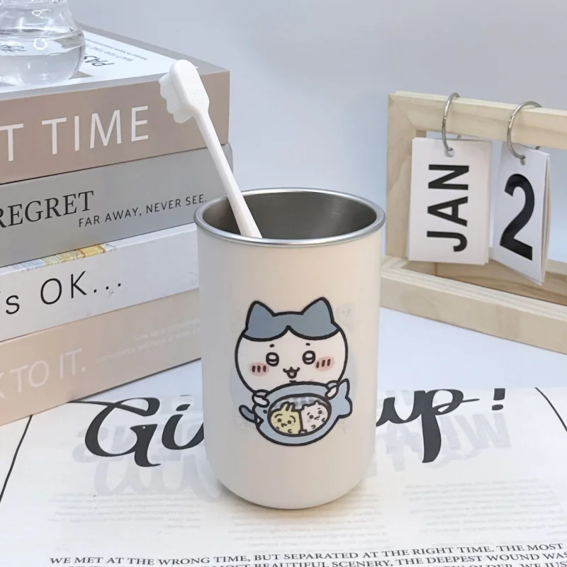 Chiikawa Cartoon Stainless Steel Mouthwash Cup Portable Bathroom Tumbler Toothbrush and Toothpaste Storage suitable for Drink