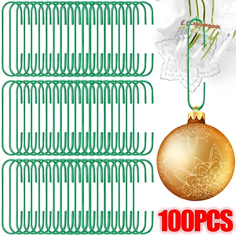 5-100Pcs Christmas Ornament C-Shaped Hooks Holder Xmas Tree Ball Pendant Hanging Decorations for home Navidad New Year 2024